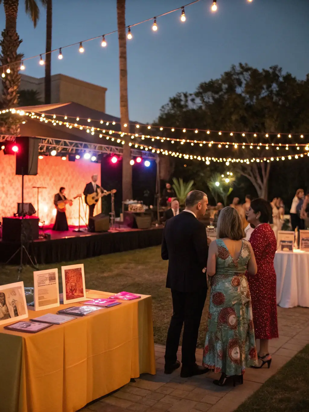 A photograph showcasing a fundraising event held at the castle, with attendees enjoying music, food, and activities to support the restoration project.